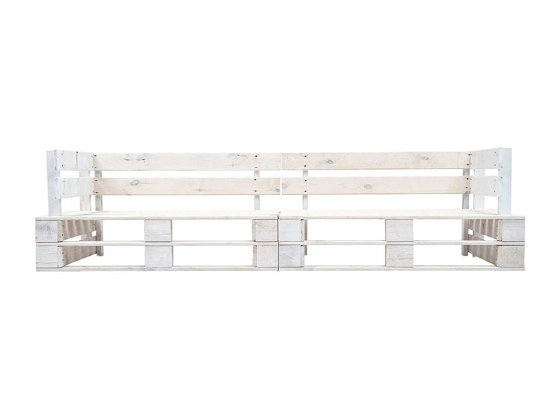 Divano da giardino in pallet di legno bianco a 2 posti