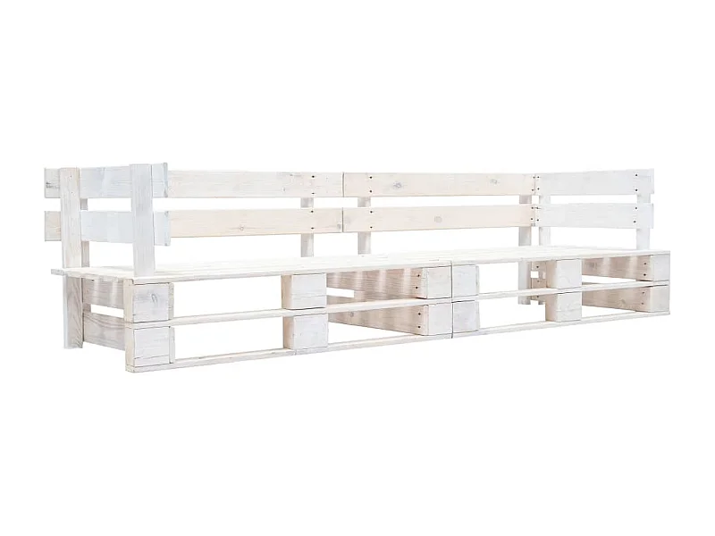 Divano da giardino in pallet di legno bianco a 2 posti