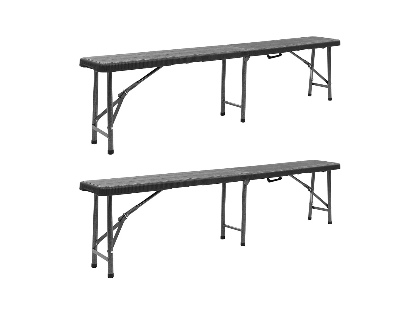 Bancs de jardin pliables lot de 2 180 cm PEHD Noir
