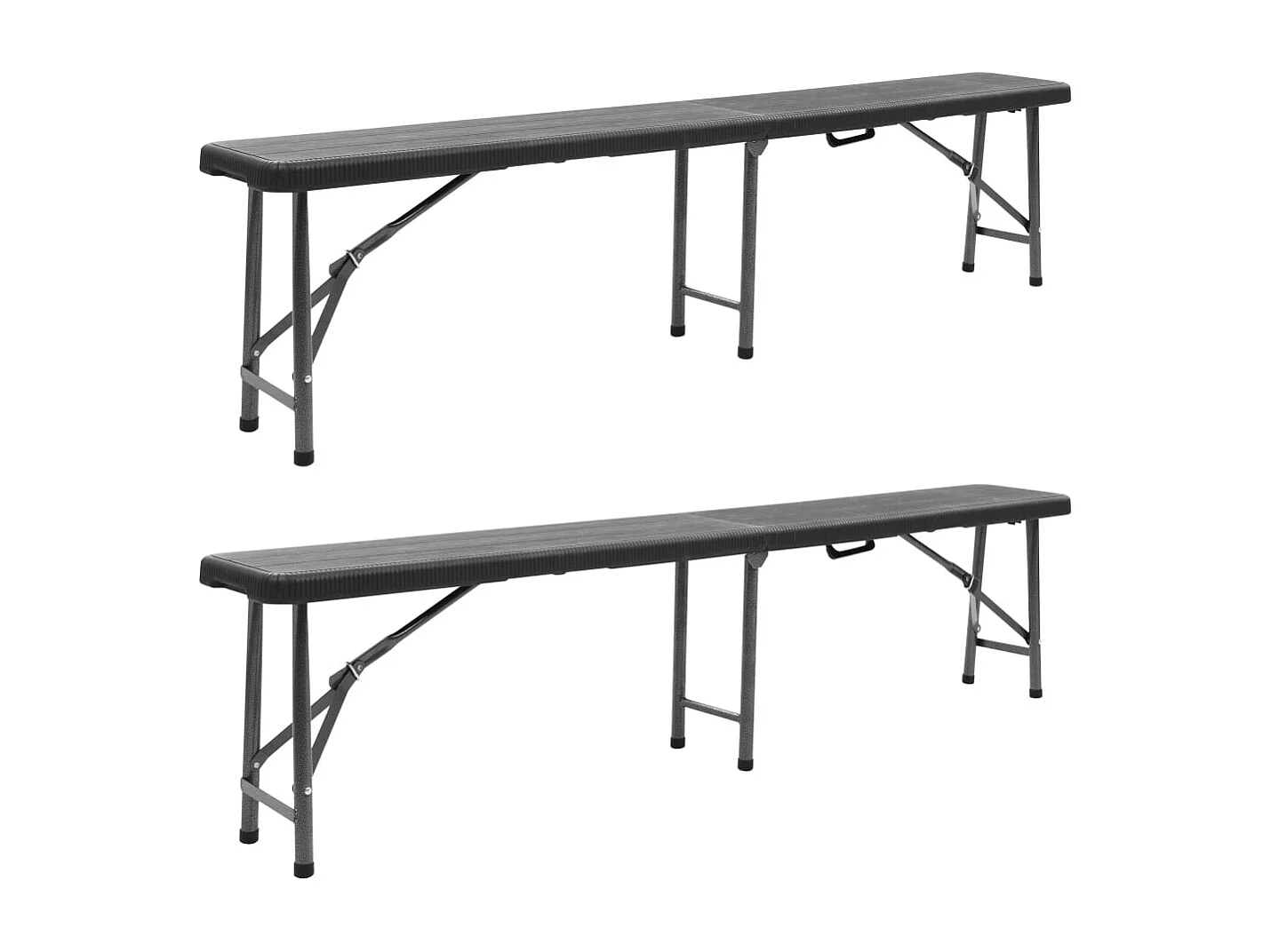 Bancs de jardin pliables lot de 2 180 cm PEHD Noir