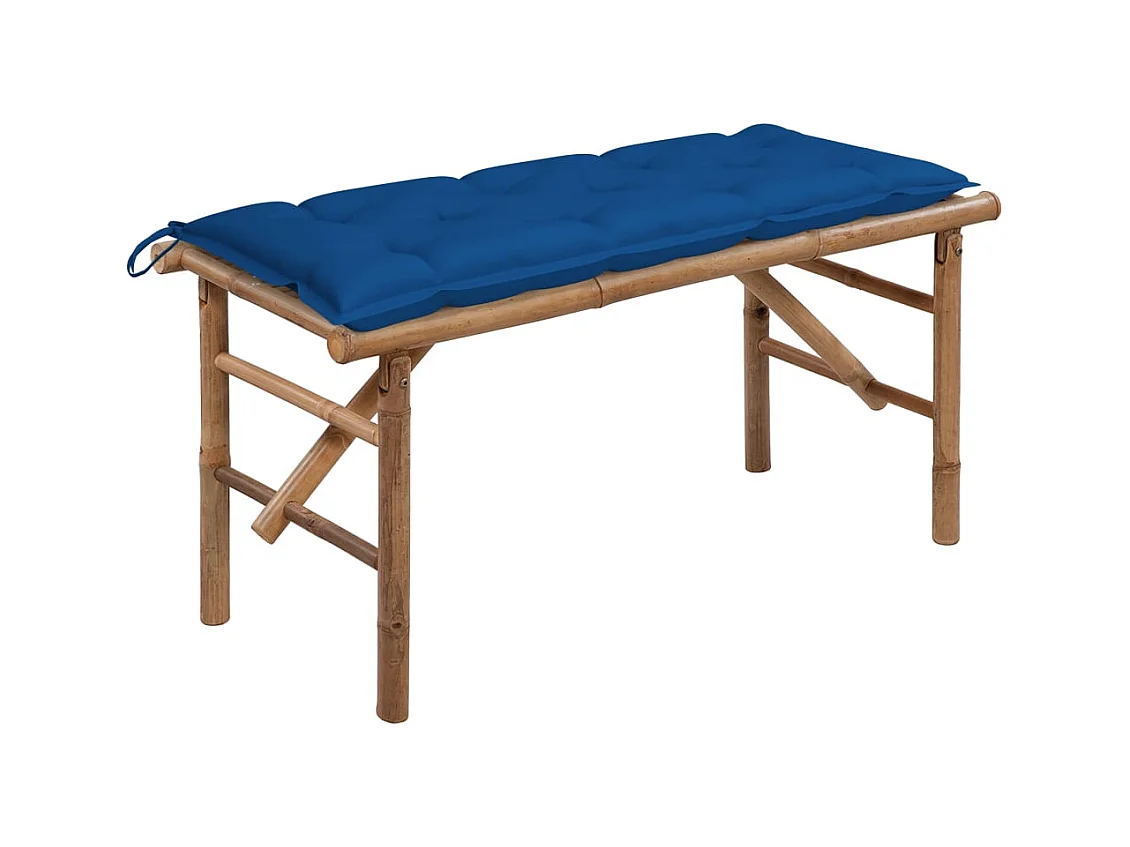 Banc de jardin pliable avec coussin 118 cm Bambou