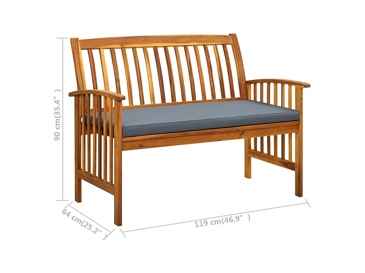 Tuinbank met kussen 119 cm Massief acaciahout