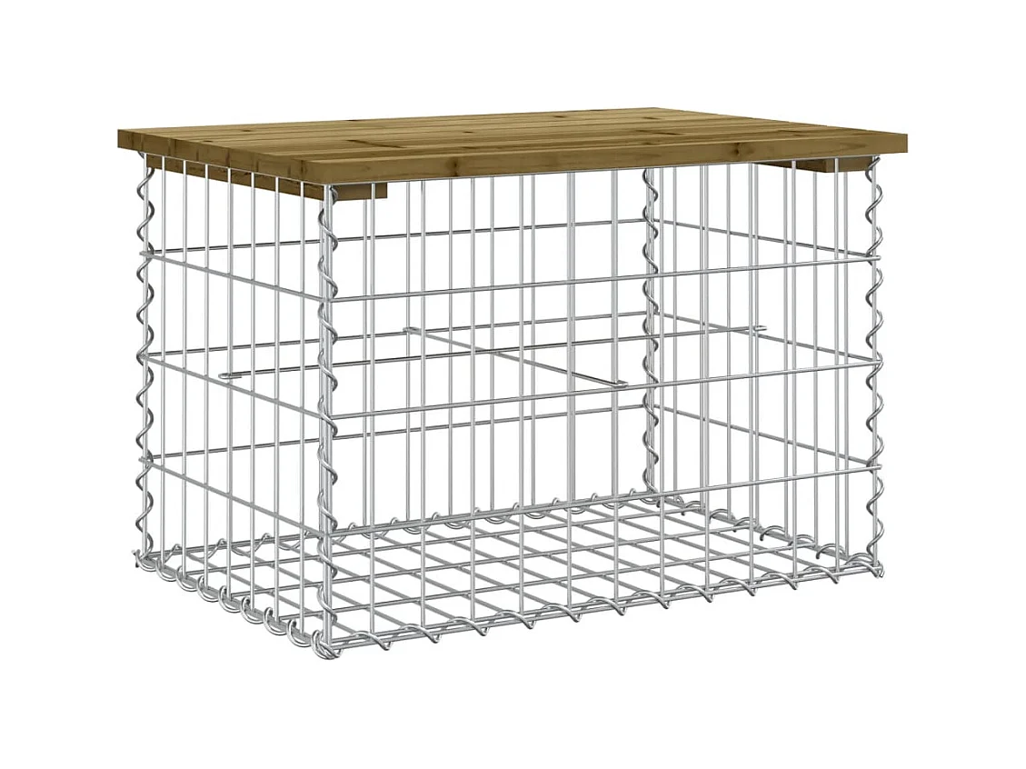 Banco de jardín de diseño gavión 63x44x42 cm madera de pino impregnada