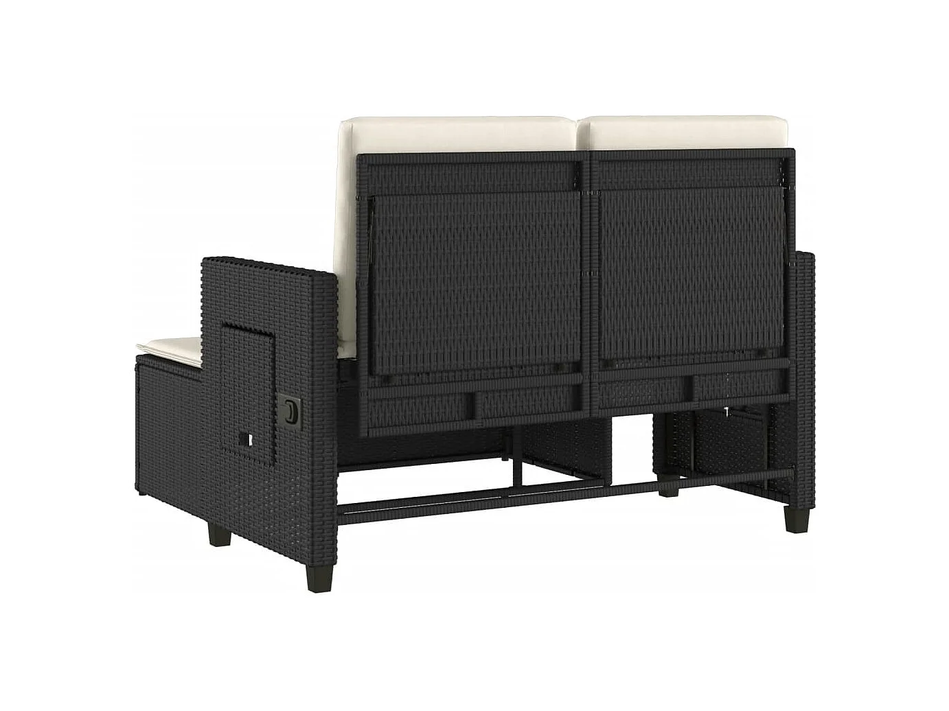 Banc inclinable de jardin avec coussins noir résine tressée