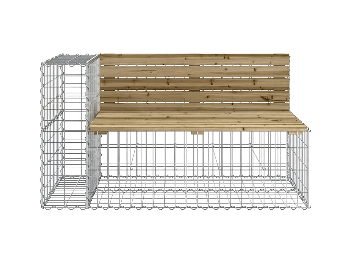 Banco de jardín de diseño de gaviones 347x71x65,5cm madera de pino impregnada