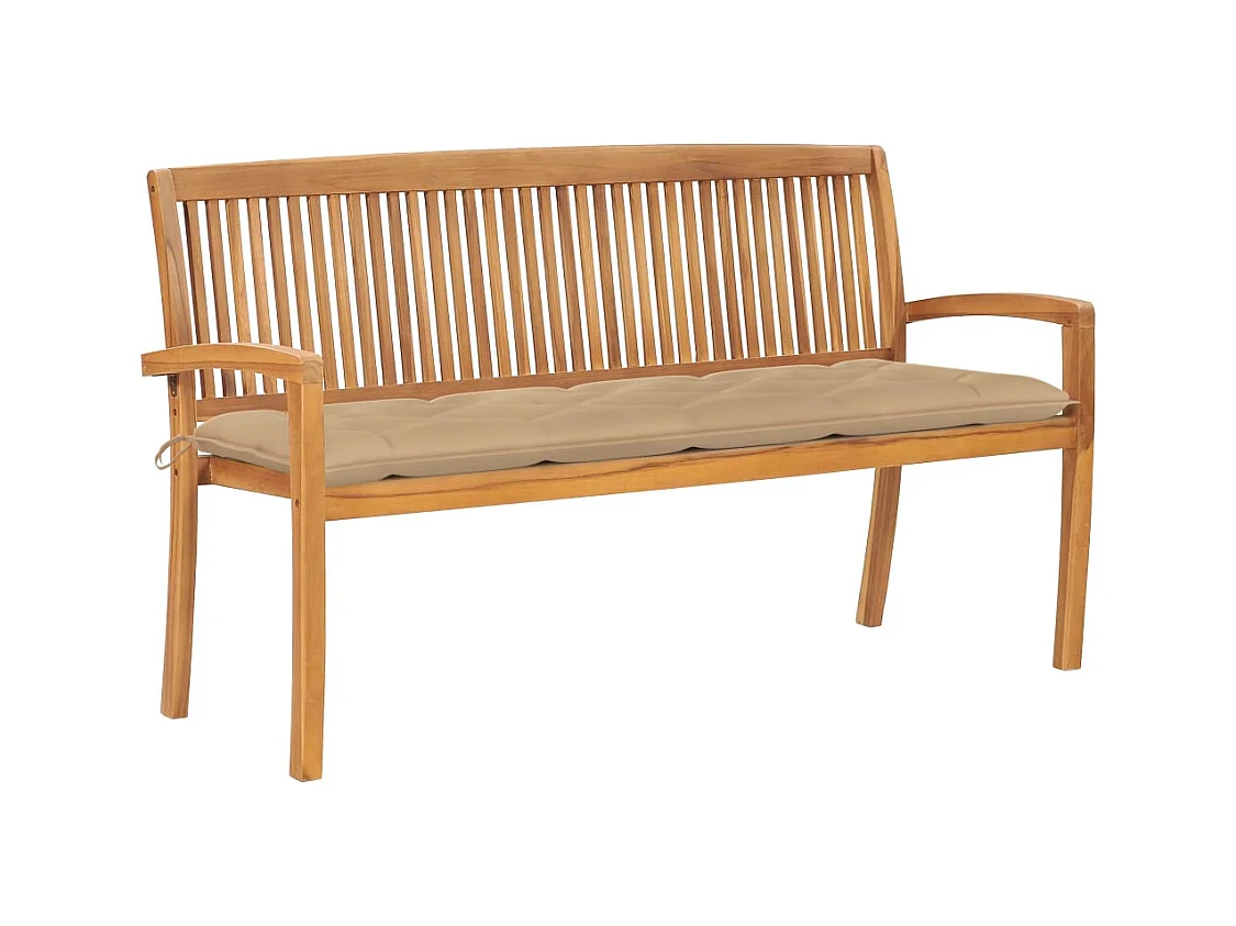 Panca da giardino impilabile e cuscino 159 cm Legno massello di teak