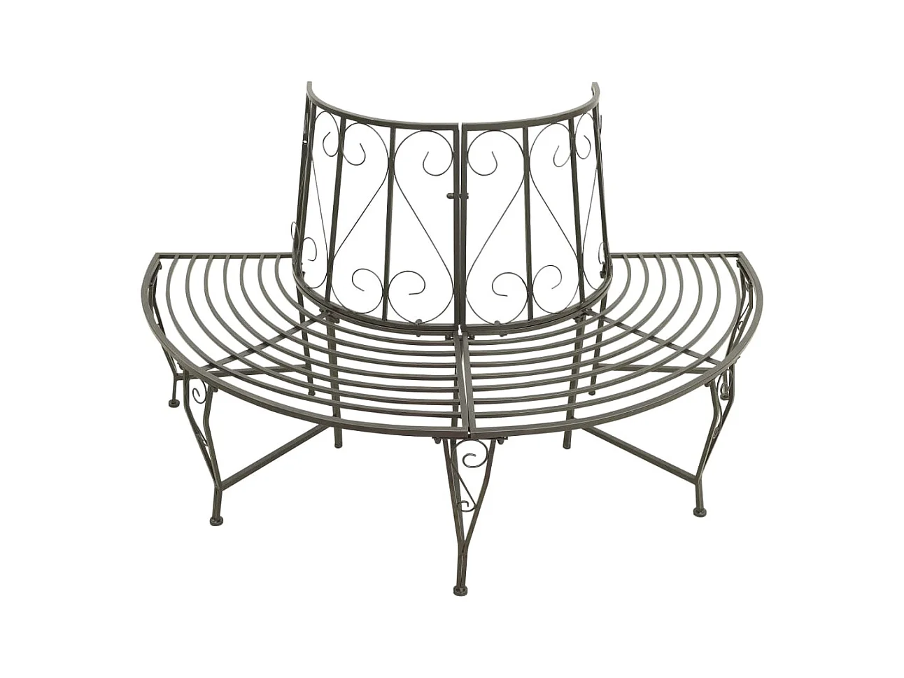 Banco de jardín semicircular de acero, 160 cm