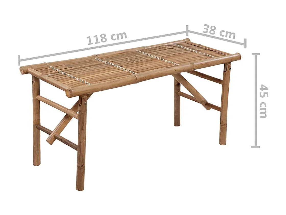 Panca da giardino pieghevole con cuscino 118 cm in bambù