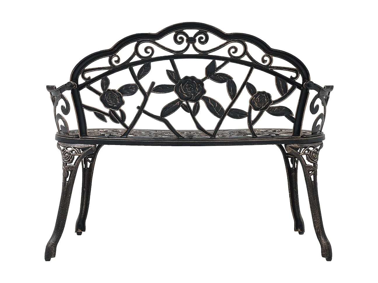 Panca da bistrot in alluminio pressofuso color bronzo da 100 cm