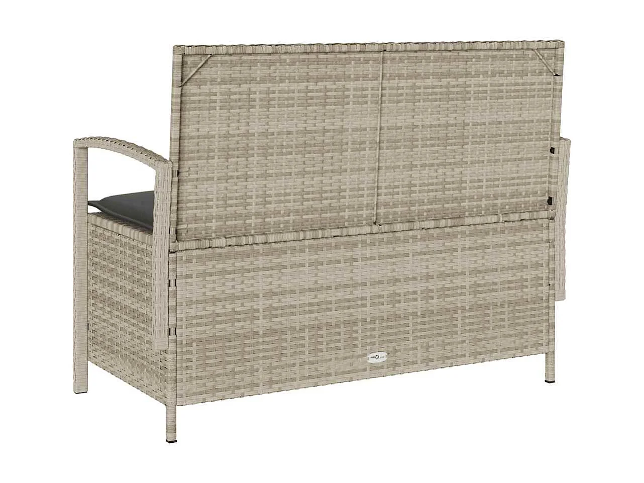 Panca contenitore da giardino con cuscino in polyrattan grigio chiaro