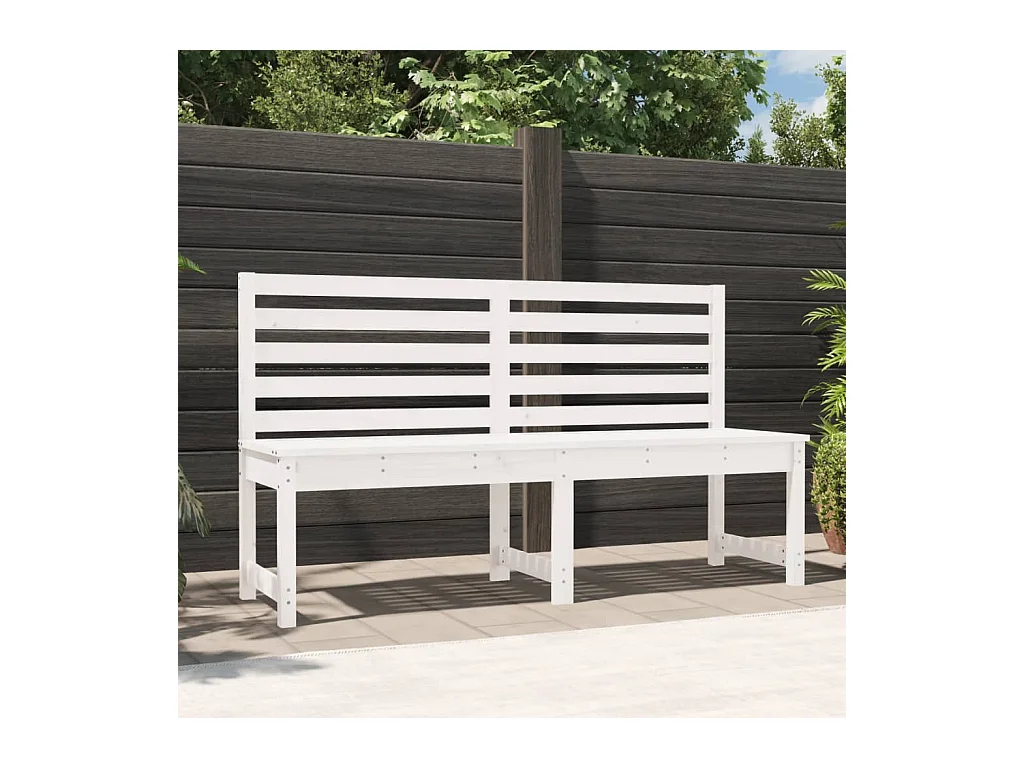 Banc de jardin blanc 157,5 cm bois massif de pin