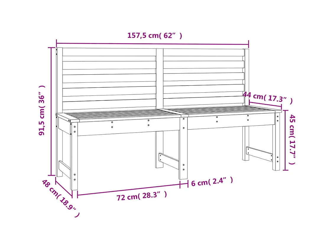 Banc de jardin blanc 157,5 cm bois massif de pin