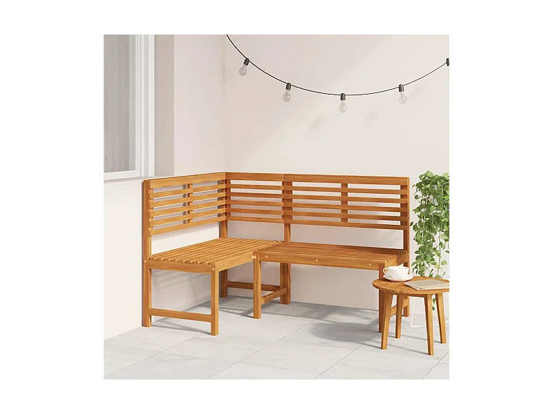 Banco de jardín esquinero 140 cm Madera maciza de acacia