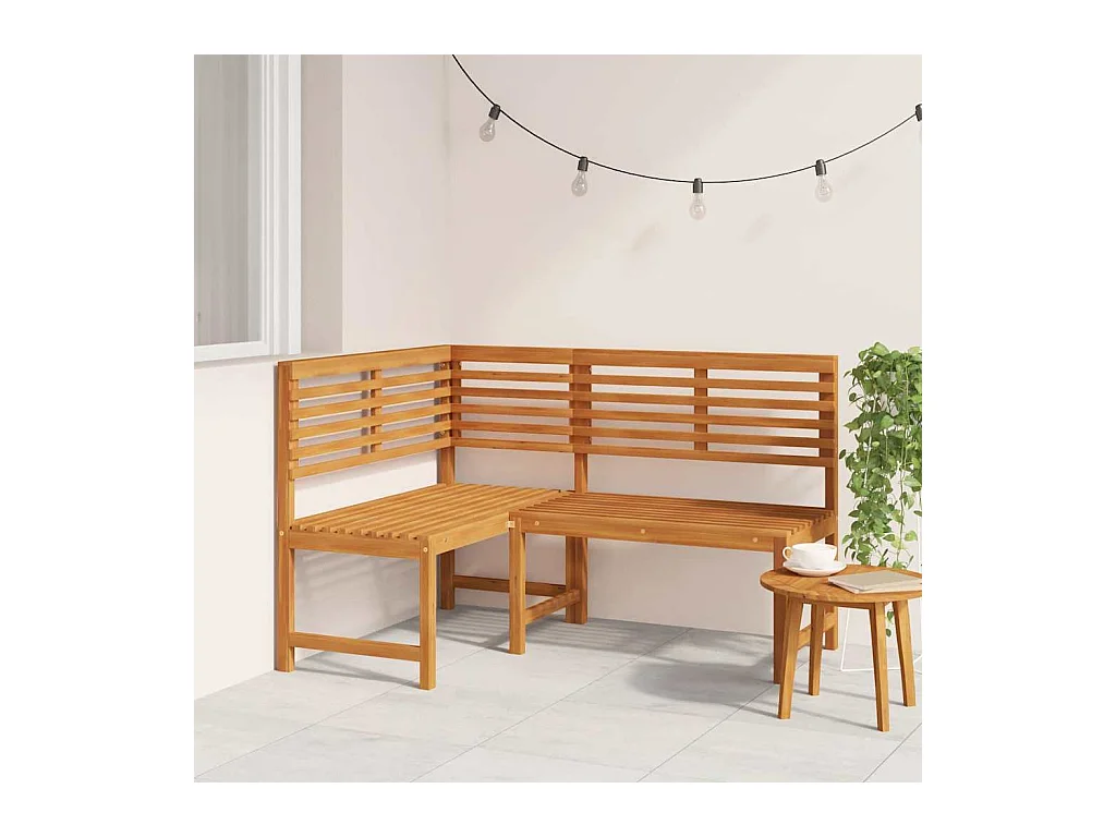 Banco de jardín esquinero 140 cm Madera maciza de acacia