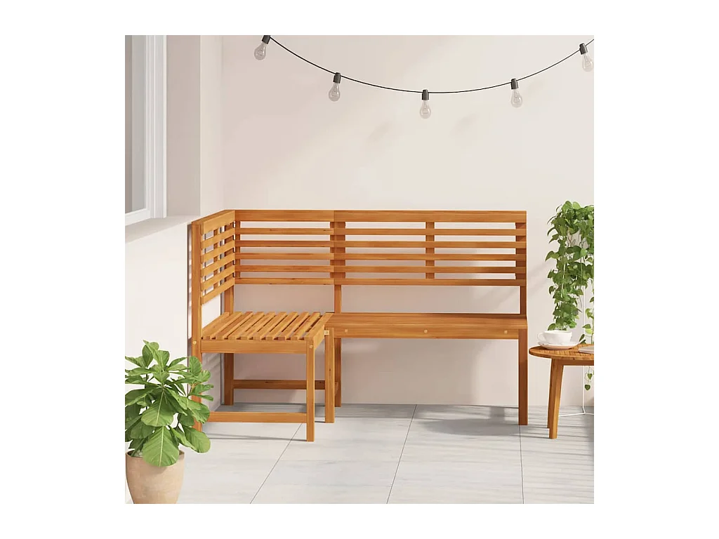 Banco de jardín esquinero 140 cm Madera maciza de acacia