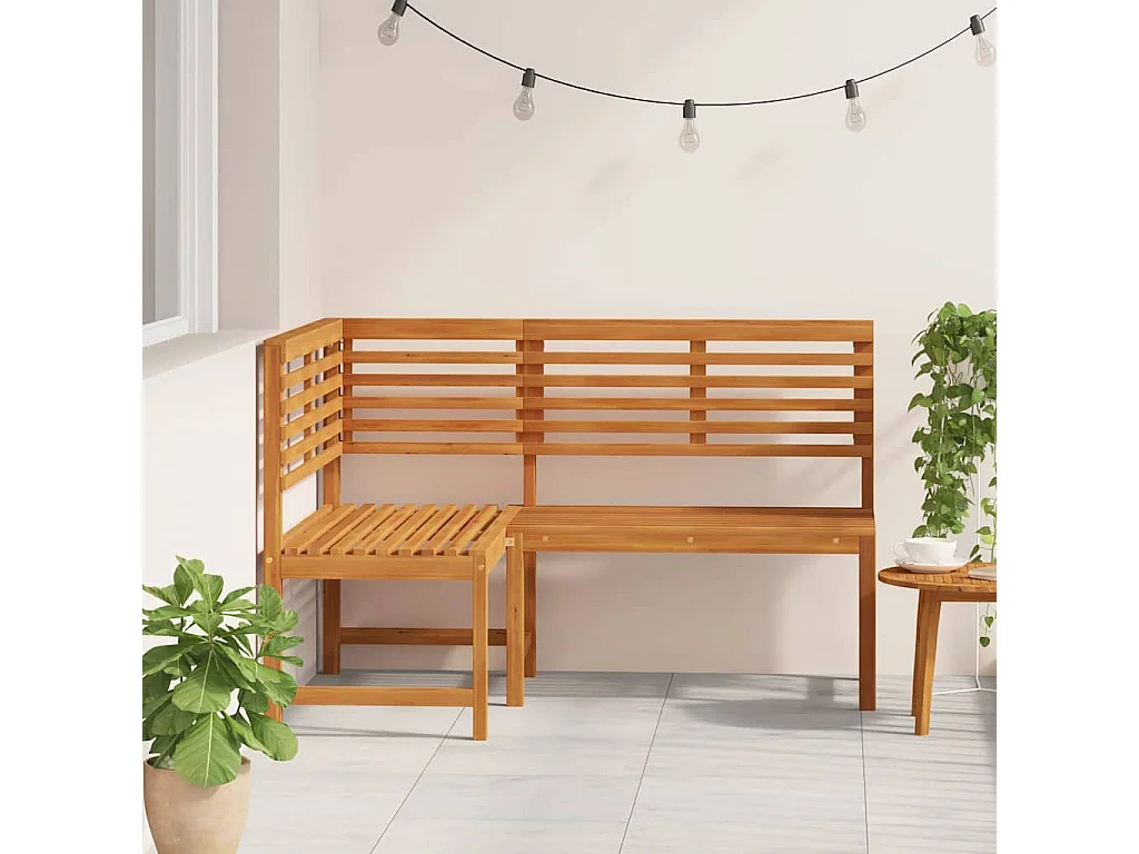 Banco de jardín esquinero 140 cm Madera maciza de acacia