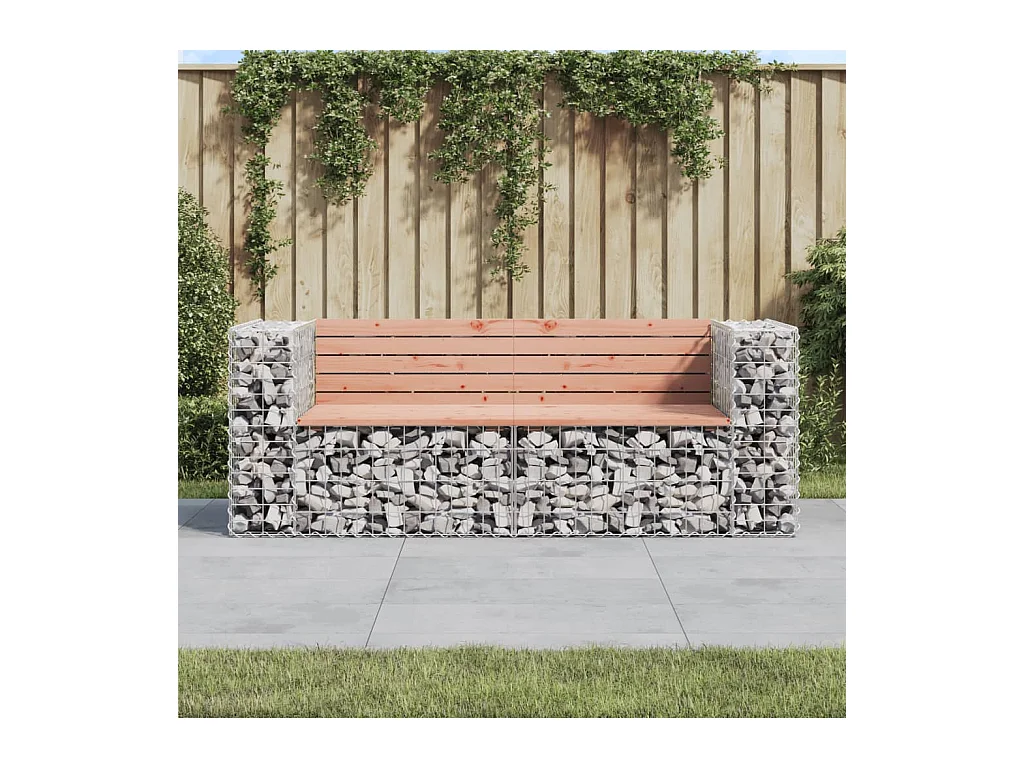 Banco de jardín de diseño gavión 184x71x65,5 cm madera maciza de abeto Douglas