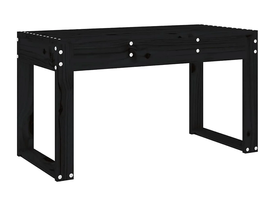 Banco de jardín negro 80x38x45 cm madera maciza de pino