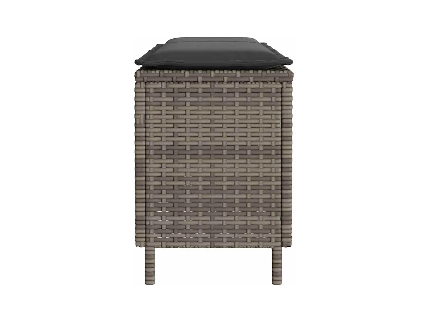 Panca da giardino con cuscino grigio 110x30x40,5 cm in resina intrecciata