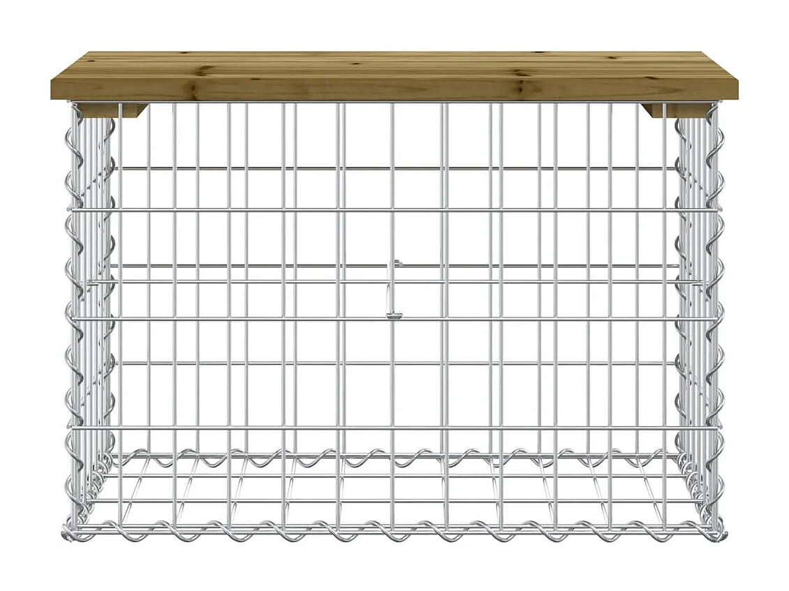 Banco de jardín de diseño gavión 63x31,5x42 cm madera de pino impregnada