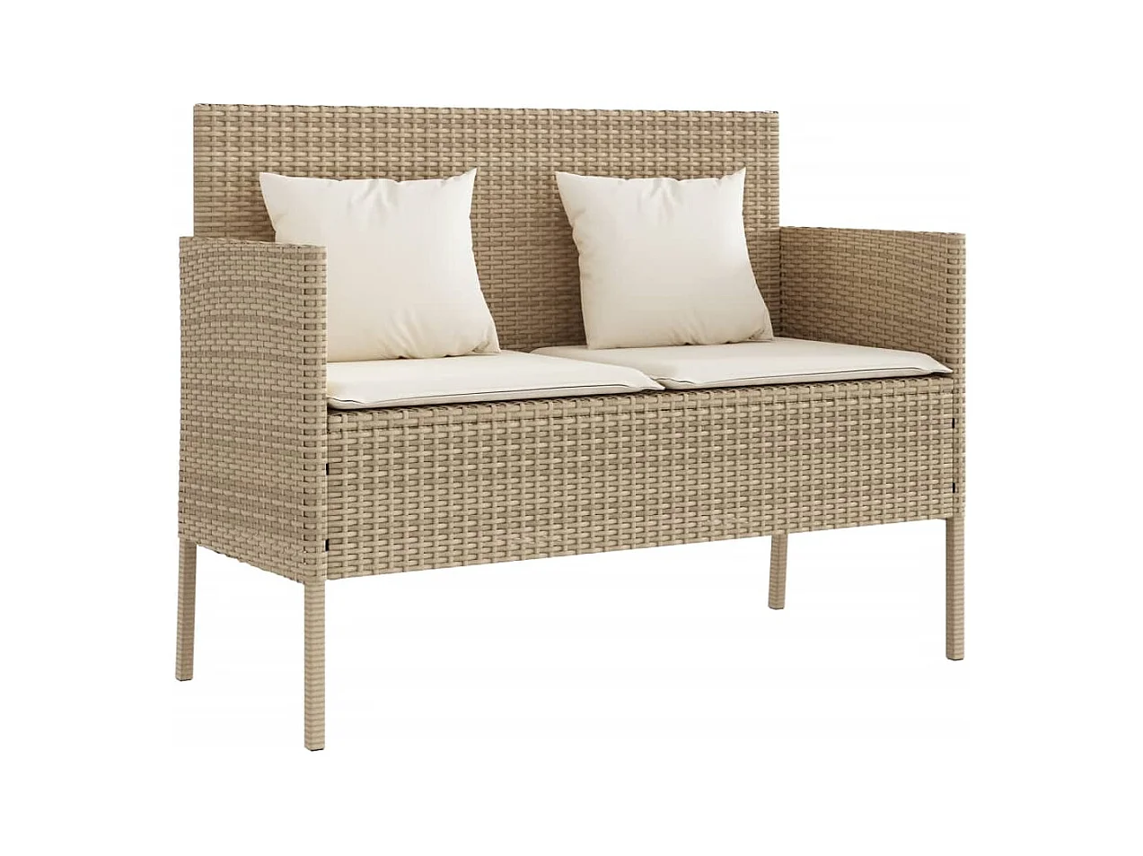 Tuinbank met beige geweven harskussens