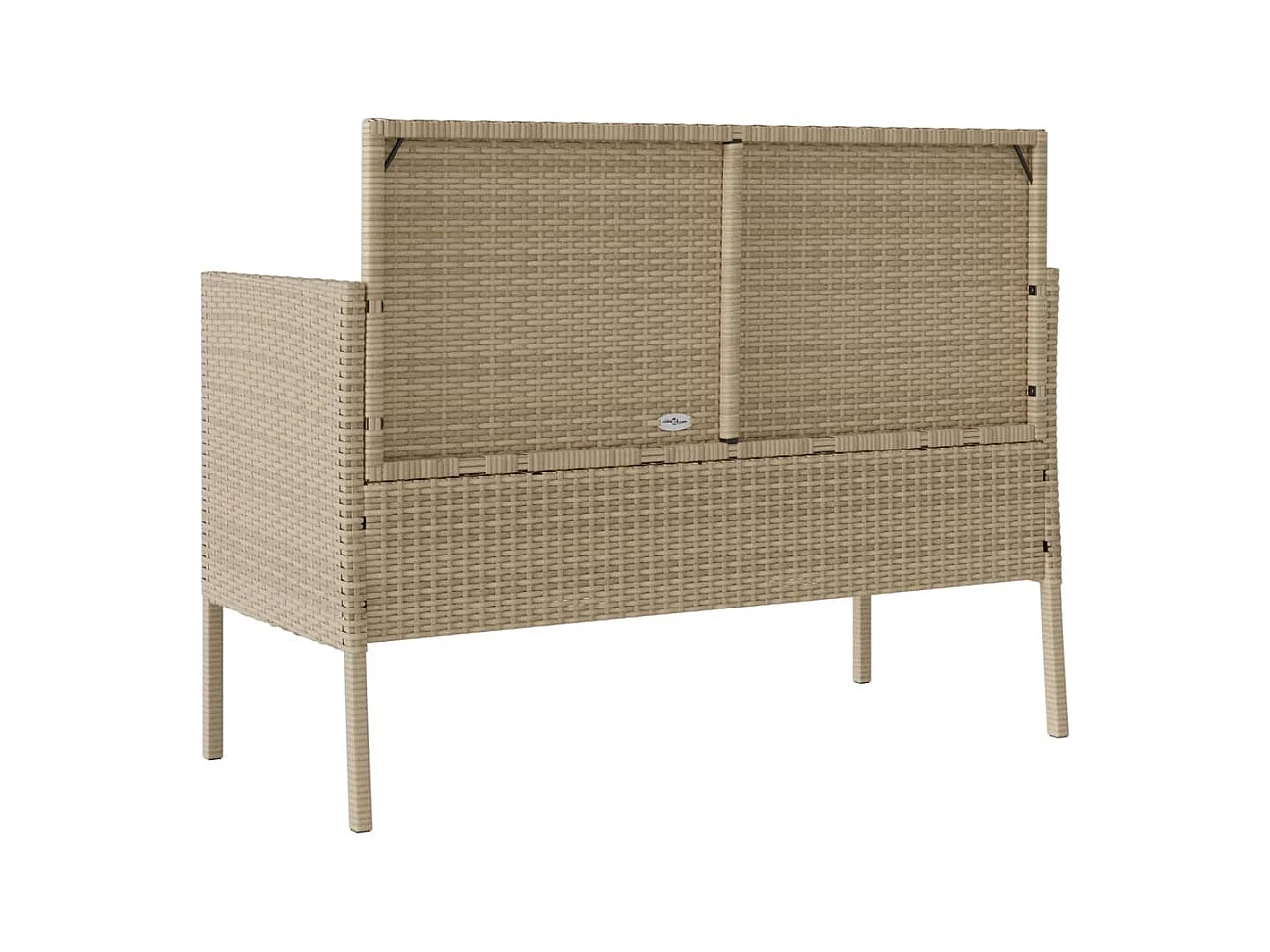 Tuinbank met beige geweven harskussens