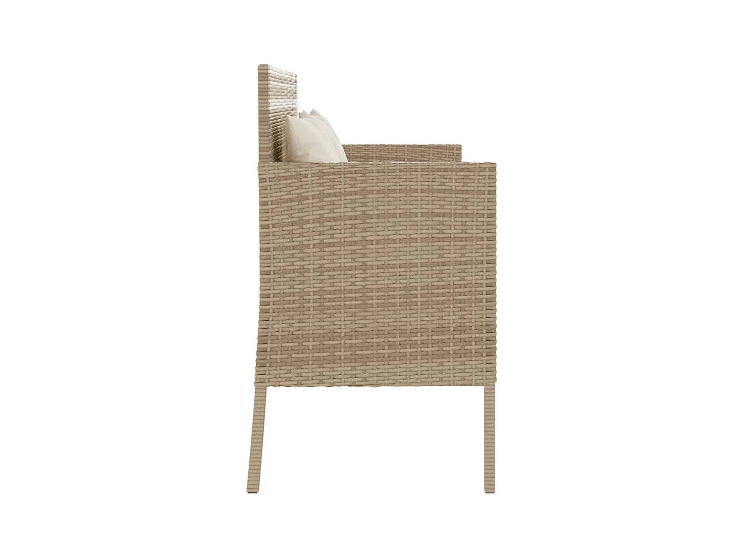 Tuinbank met beige geweven harskussens