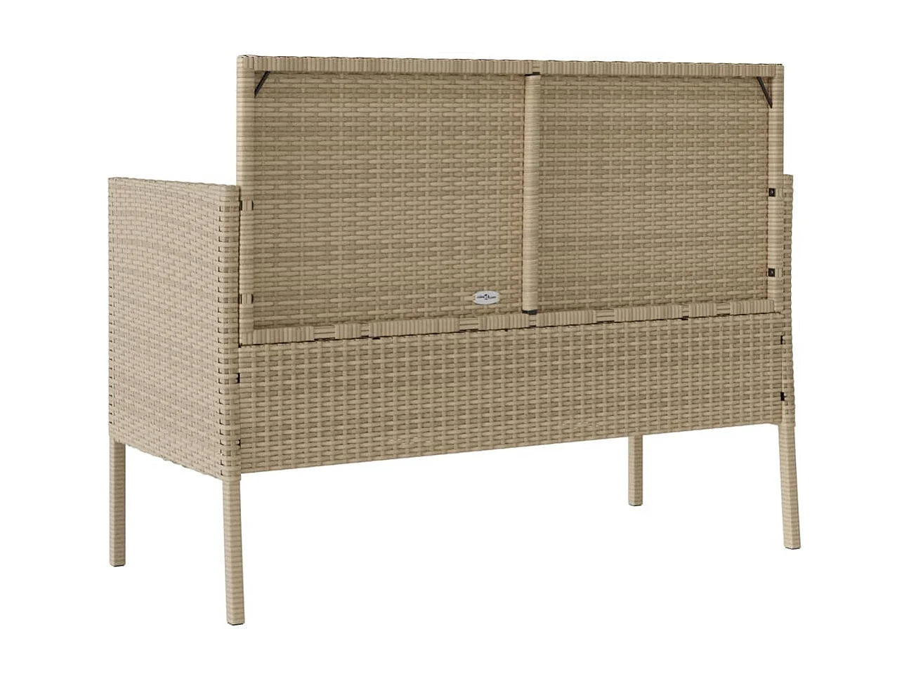 Banco de jardín con cojines de resina tejida beige