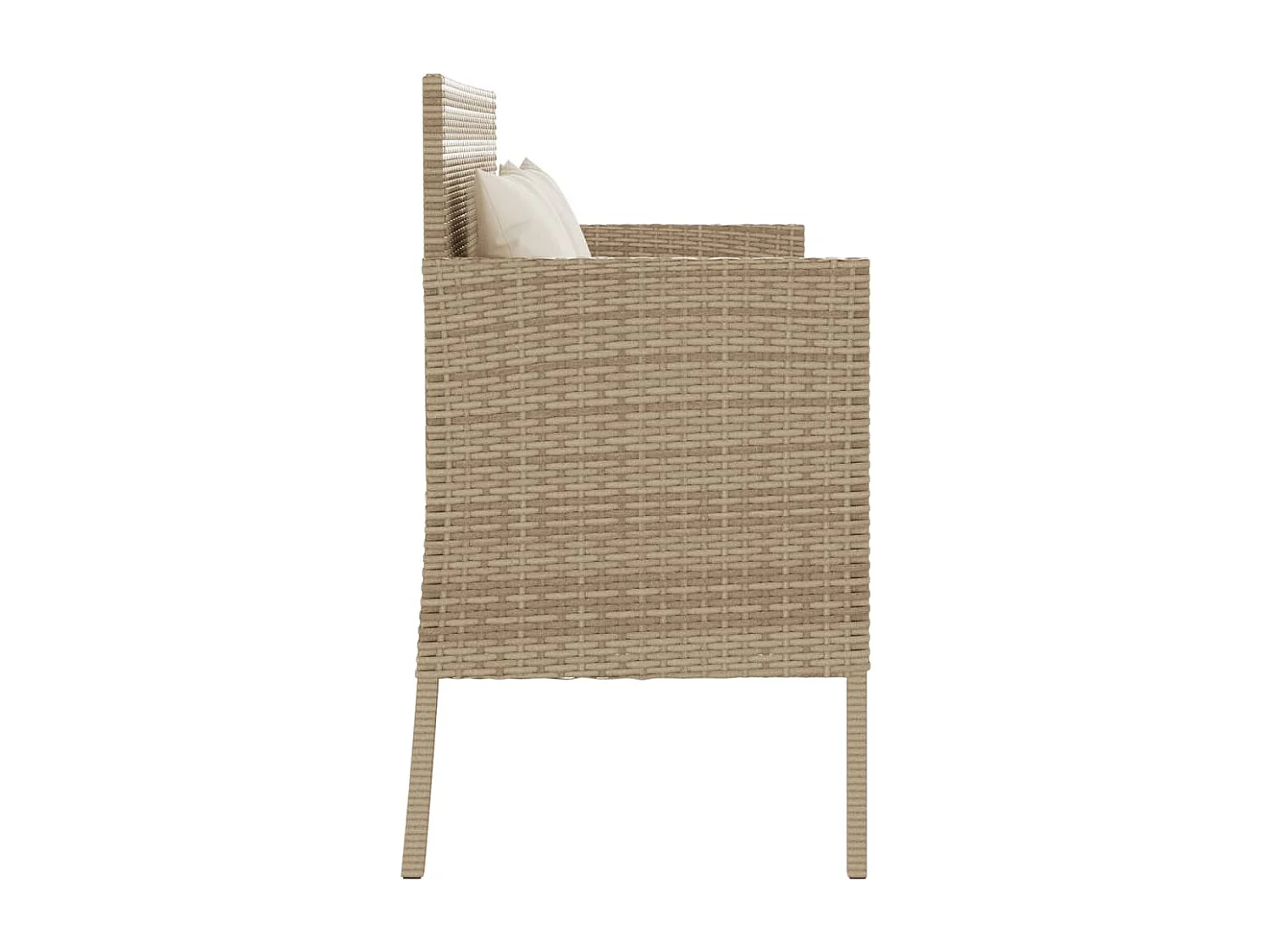 Banco de jardín con cojines de resina tejida beige