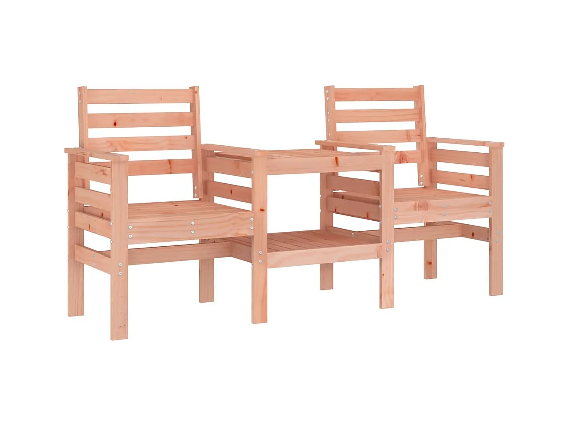 Banco de jardín con mesa de 2 plazas en madera maciza de abeto Douglas