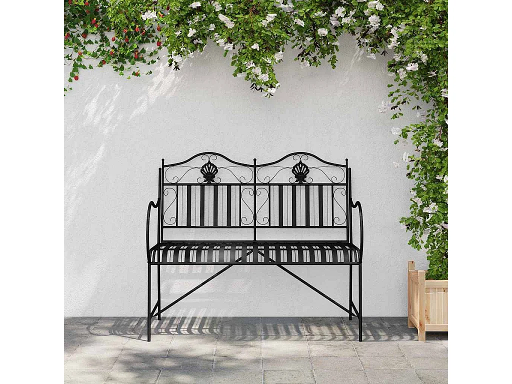 Banco de jardín negro 104 x 54 x 93 cm Acero