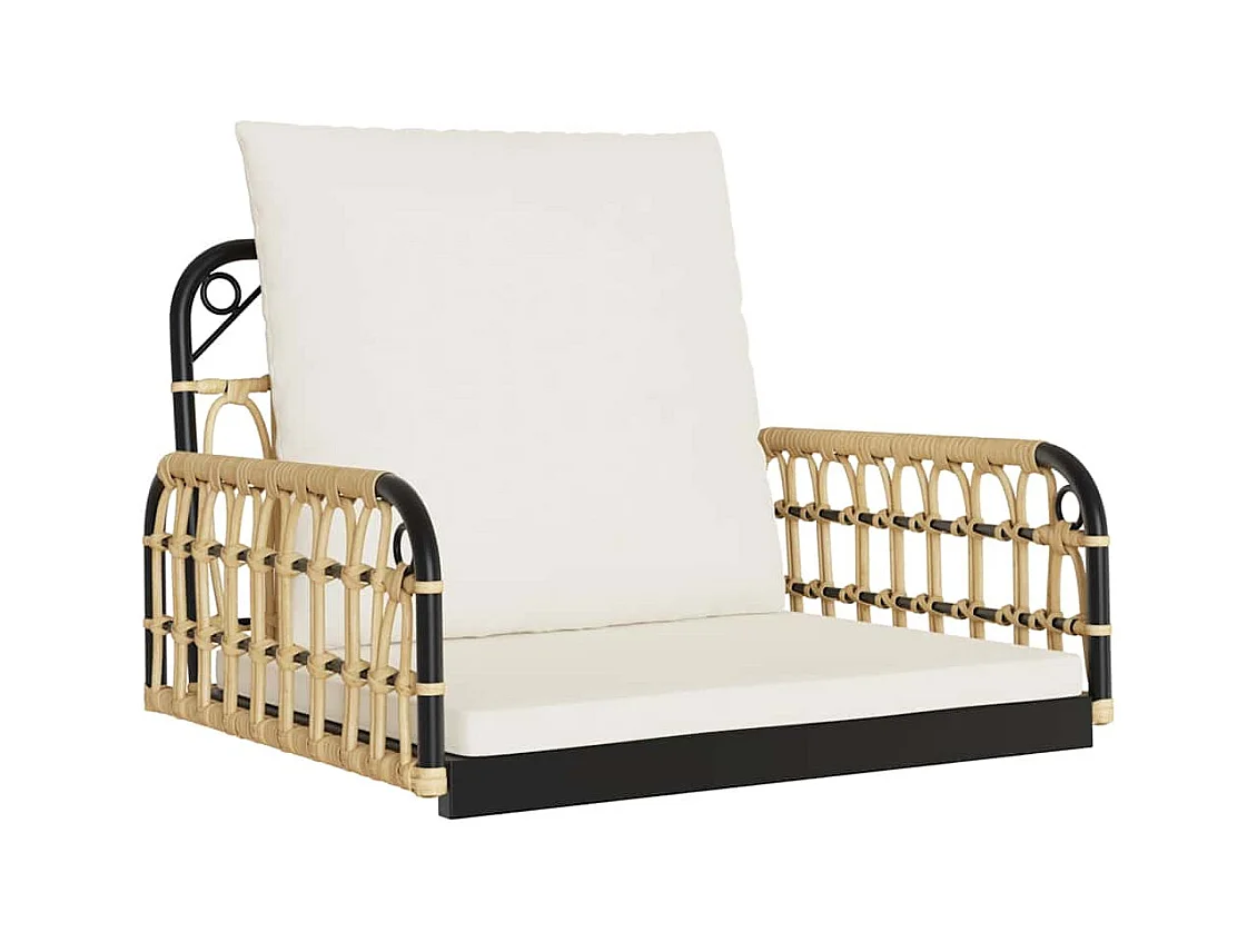 Asiento de columpio con cojines 63x58x39 cm resina tejida acero