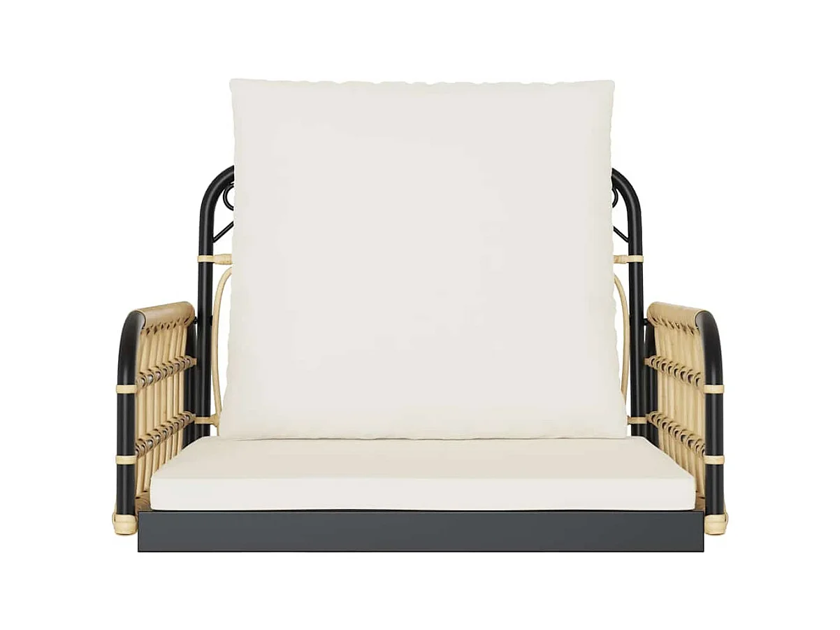 Asiento de columpio con cojines 63x58x39 cm resina tejida acero