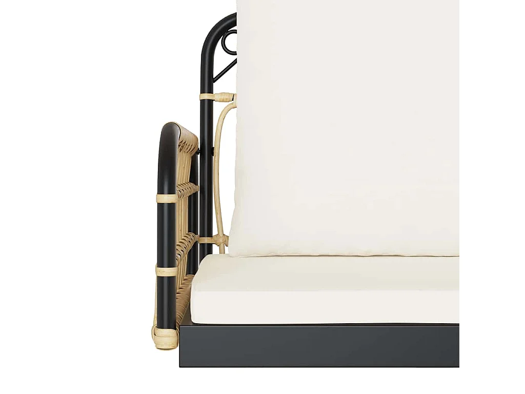 Asiento de columpio con cojines 63x58x39 cm resina tejida acero