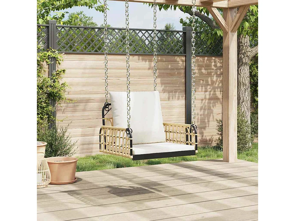 Schaukelsitz mit Kissen 63x58x39 cm gewebter Harzstahl