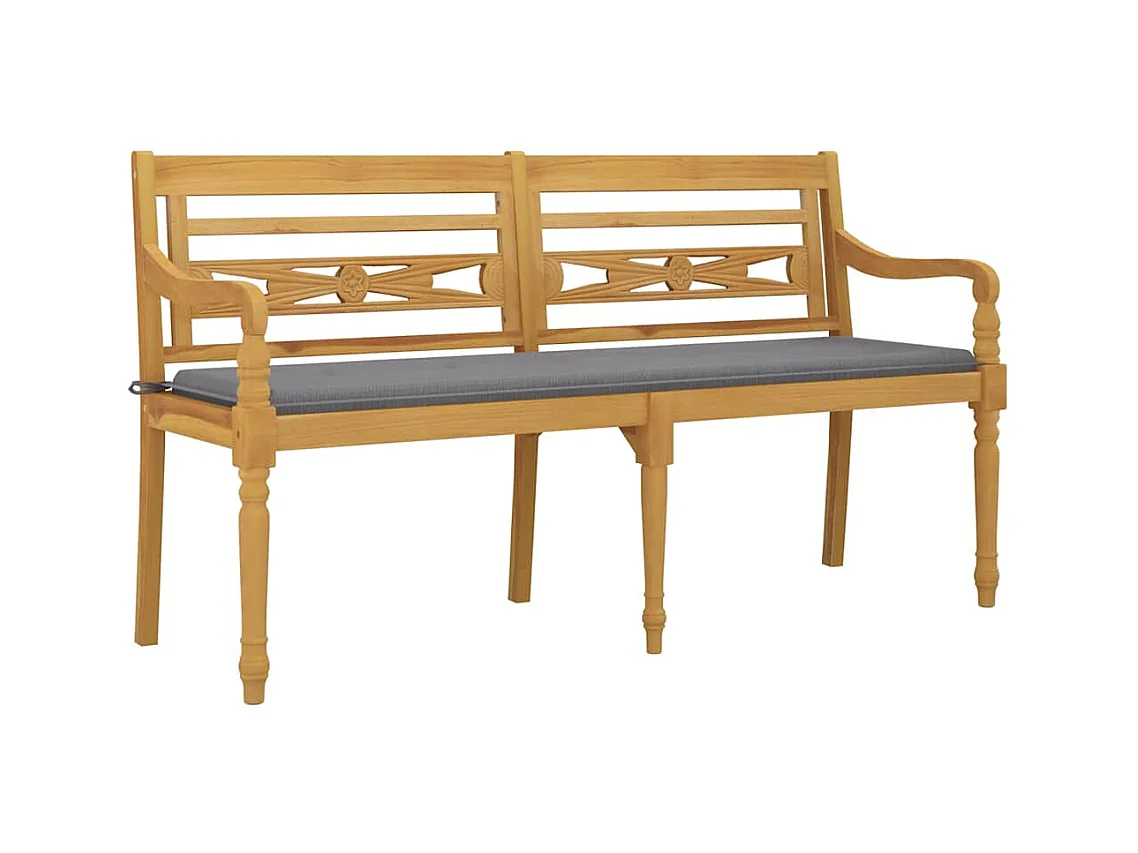 Batavia bank met grijs kussen 150 cm Massief teakhout