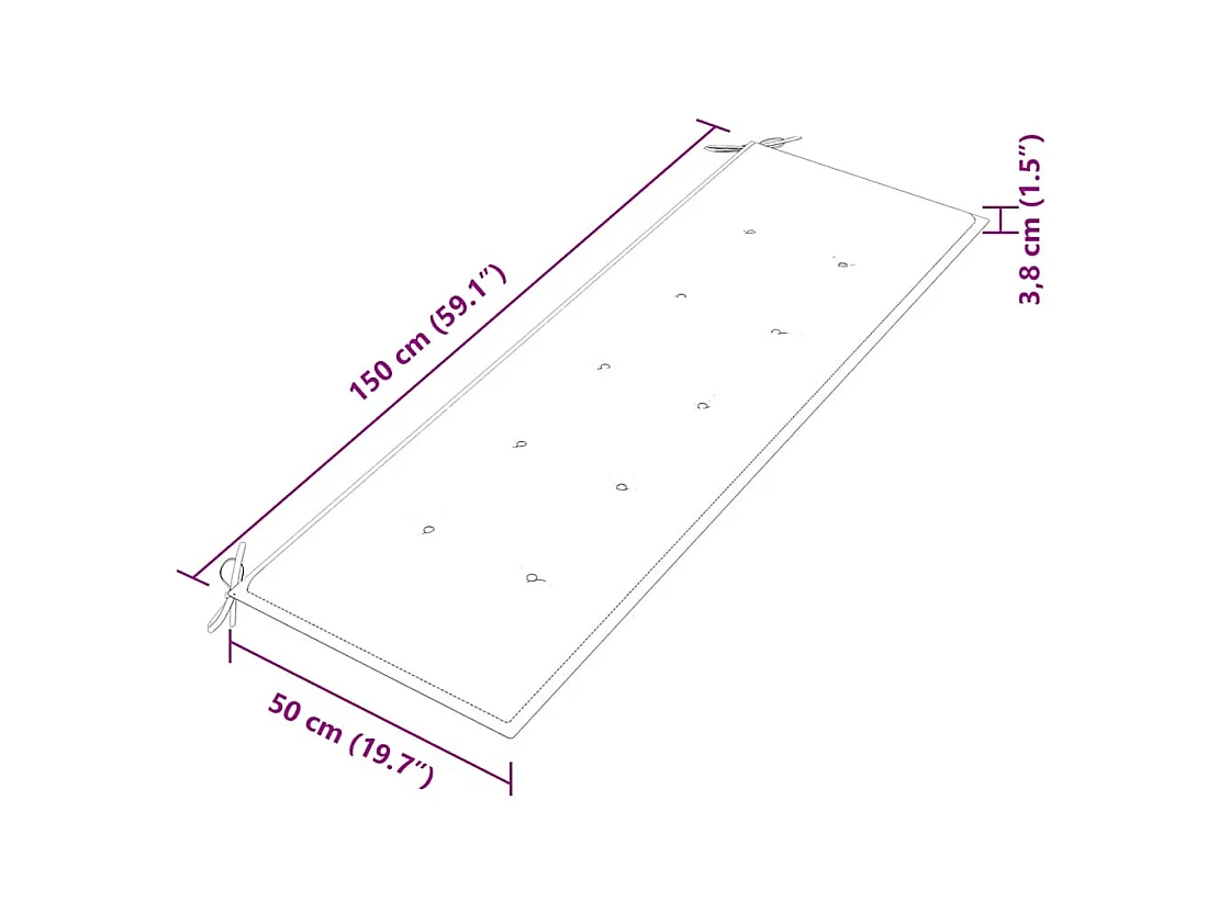 Batavia bank met grijs kussen 150 cm Massief teakhout