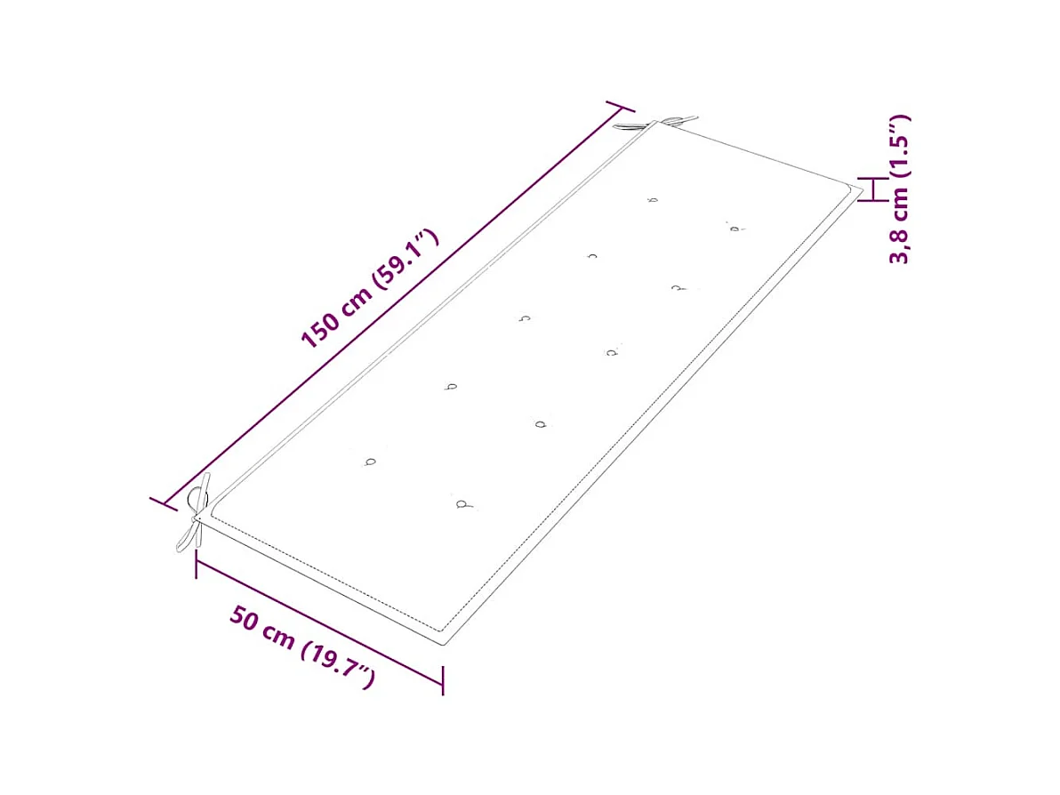 Batavia bank met grijs kussen 150 cm Massief teakhout