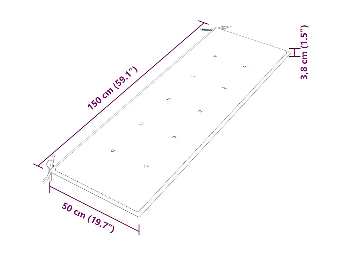 Panca Batavia con cuscino grigio 150 cm Legno massello di teak