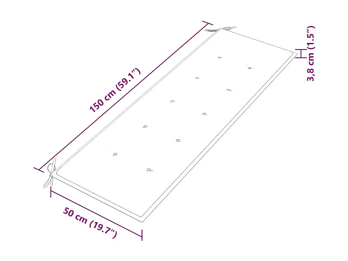 Panca Batavia con cuscino grigio 150 cm Legno massello di teak