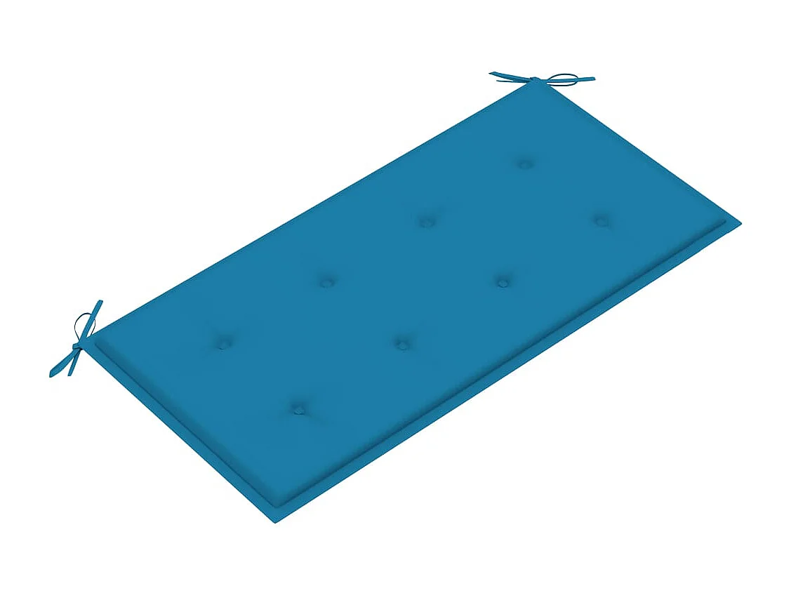 Panca da giardino con cuscino blu 112 cm Legno massello di teak