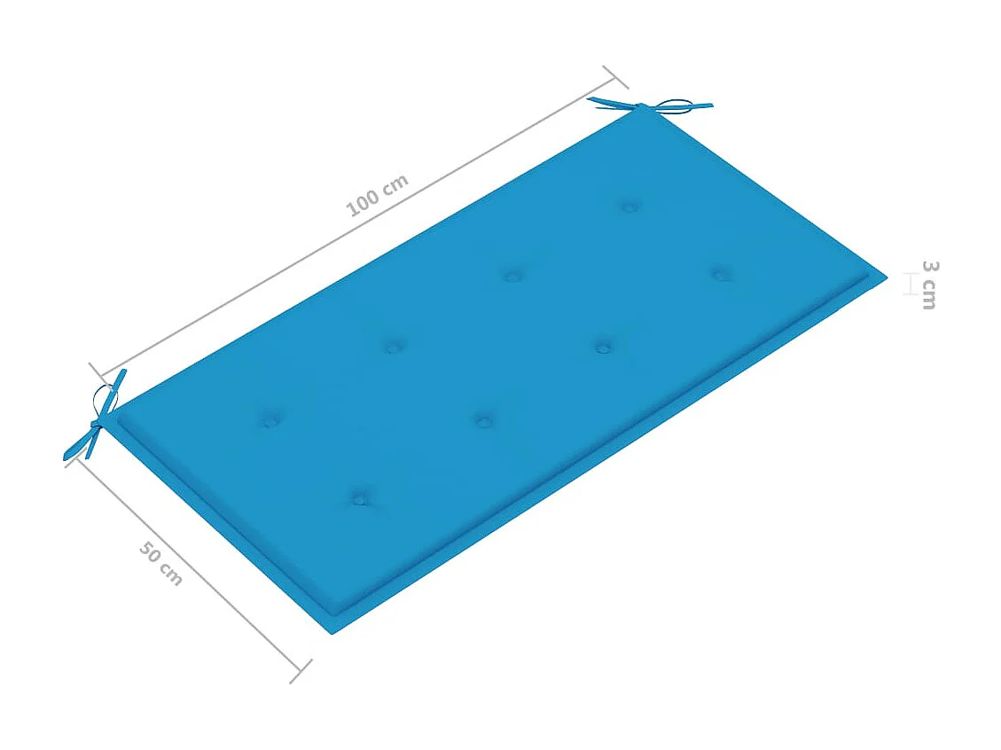 Panca da giardino con cuscino blu 112 cm Legno massello di teak