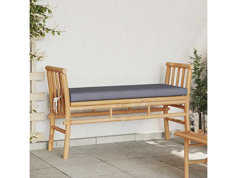 Banc de jardin avec coussin Marron 110 x 38 x 65cm Bambou