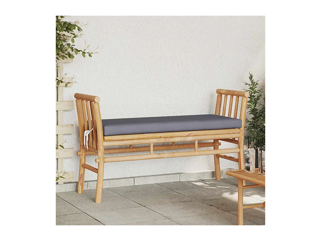 Banc de jardin avec coussin Marron 110 x 38 x 65cm Bambou