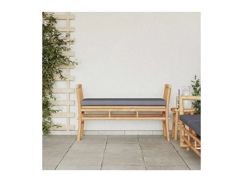 Banc de jardin avec coussin Marron 110 x 38 x 65cm Bambou