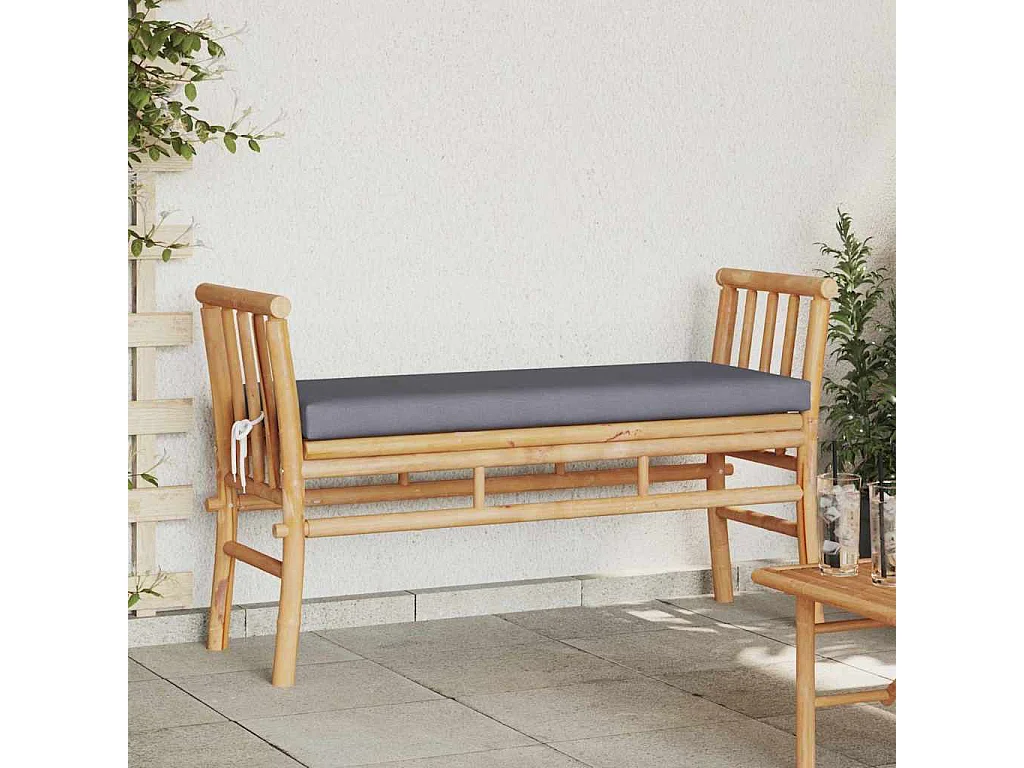 Banc de jardin avec coussin Marron 110 x 38 x 65cm Bambou