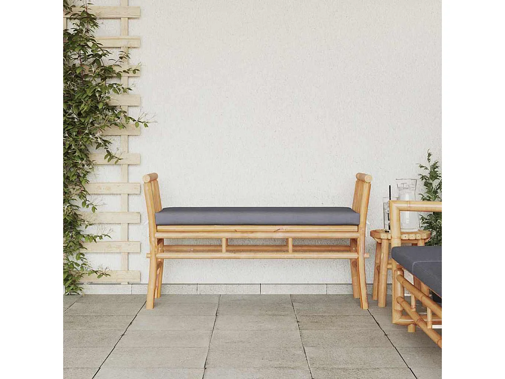 Banc de jardin avec coussin Marron 110 x 38 x 65cm Bambou