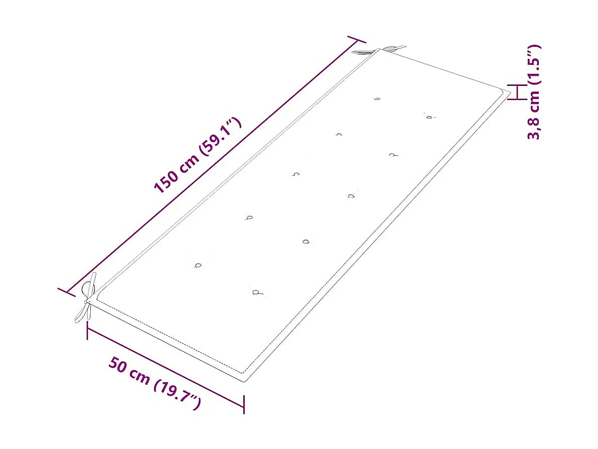 Banc Batavia avec coussin beige 150 cm Bois de teck massif