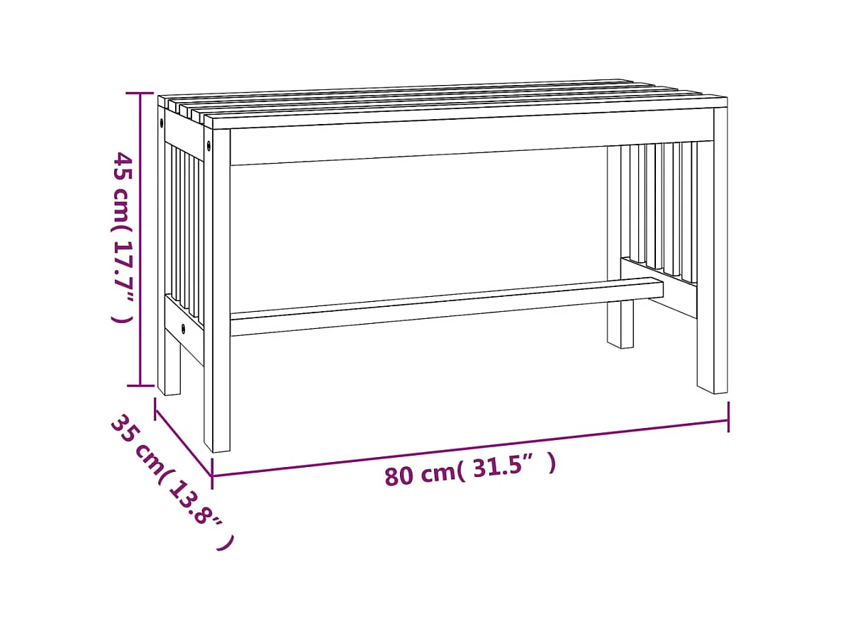 Banc de jardin 80 cm bois massif d'eucalyptus