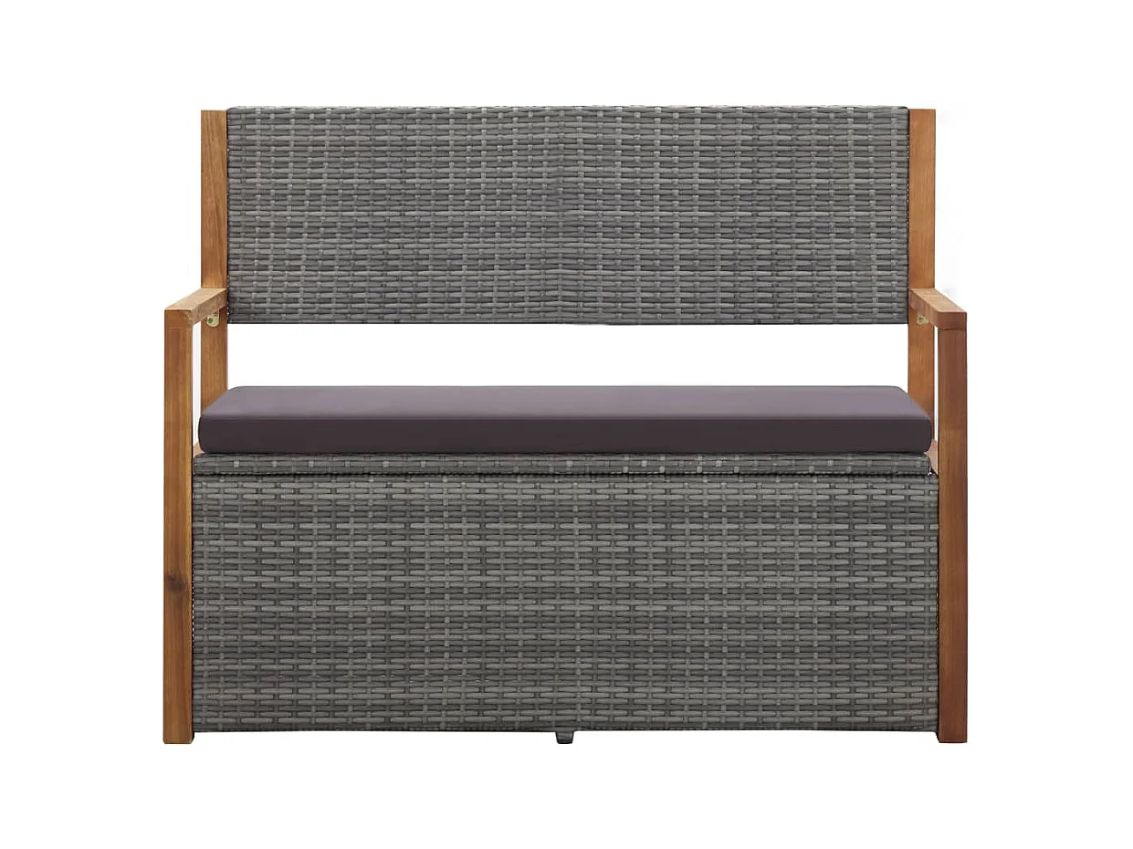 Opbergbank 115 cm Hars riet en acaciahout Grijs